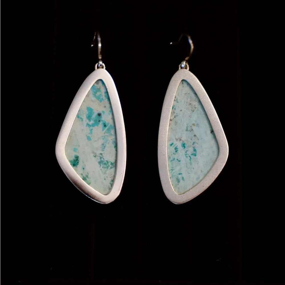 Larimar Stone Earrings - Picture 3 of 7